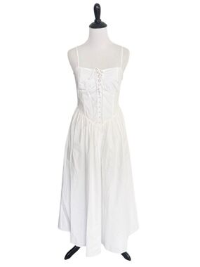 NWOT Mahina Corset Midi Dress White Size Small